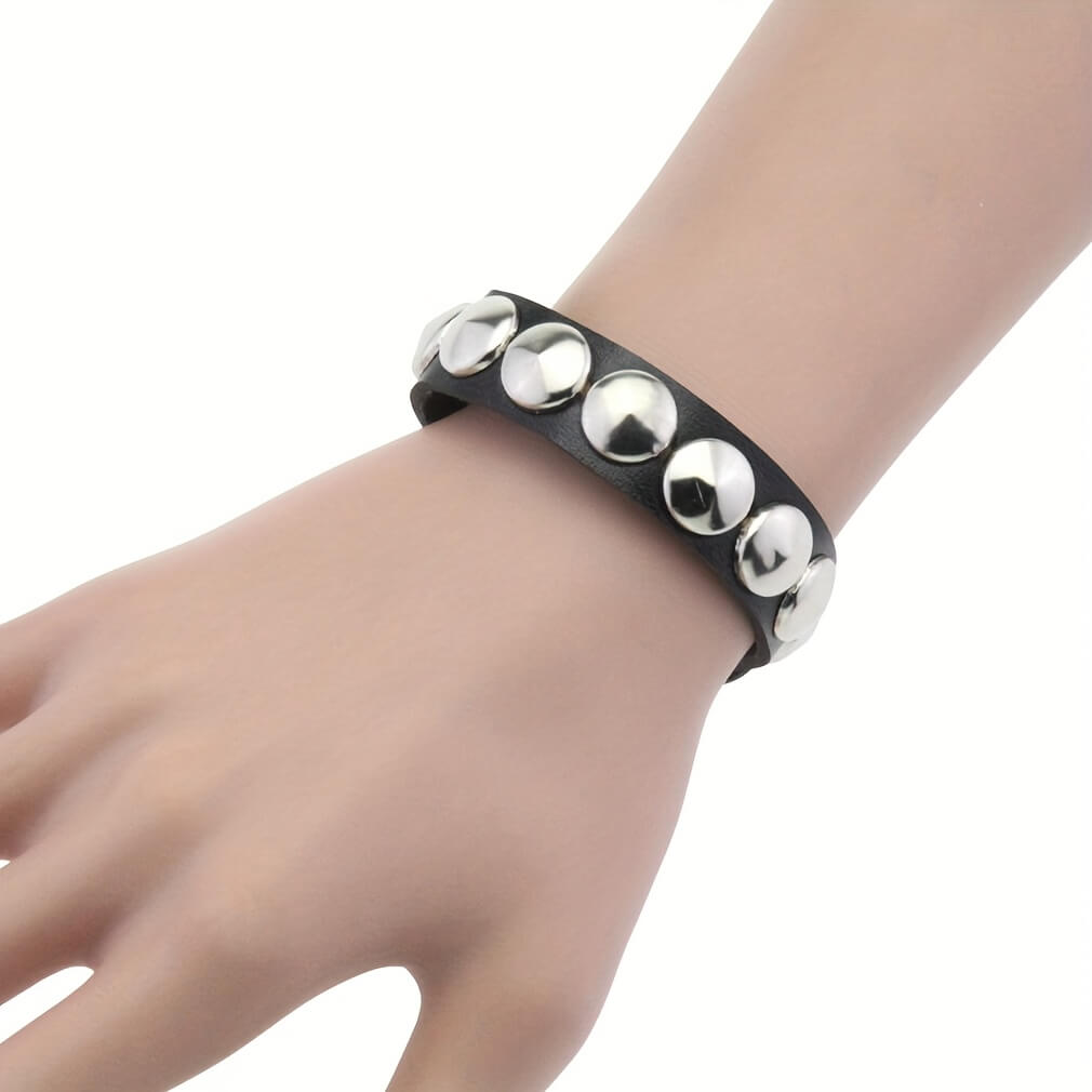 2 Pcs Square And Round Rivet Bracelets - Punk Lovers