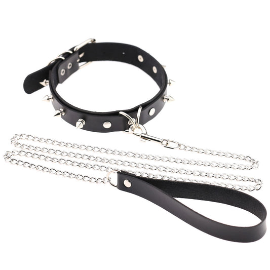 Punk Rivet Leather Choker - Black - Punk Lovers