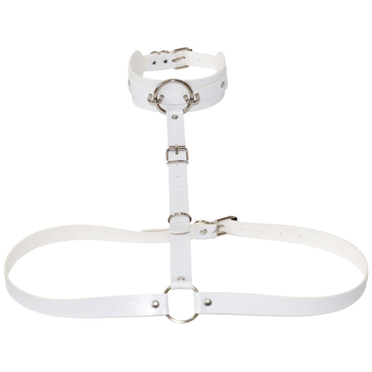 PU Leather Waist Chain Belt Choker - White - Punk Lovers