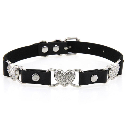 Punk Rivet Leather Choker - Black