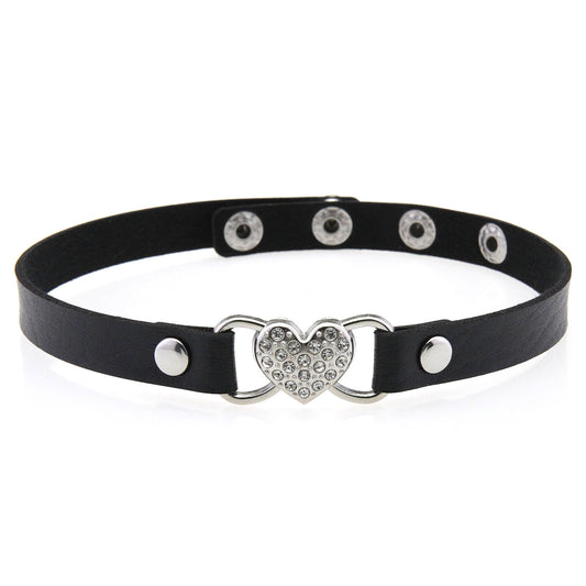 Punk Rivet Leather Choker - Black