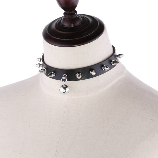 Punk Rock Triple Ring Leather Choker - Yellow | Punk Lovers