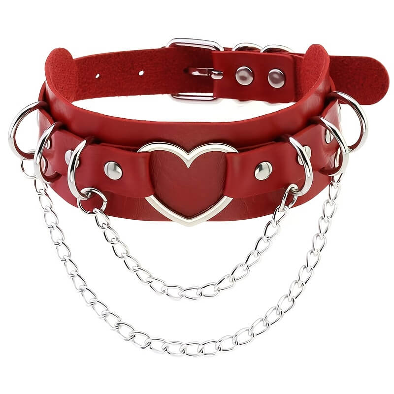 Punk Double Layer Heart Choker