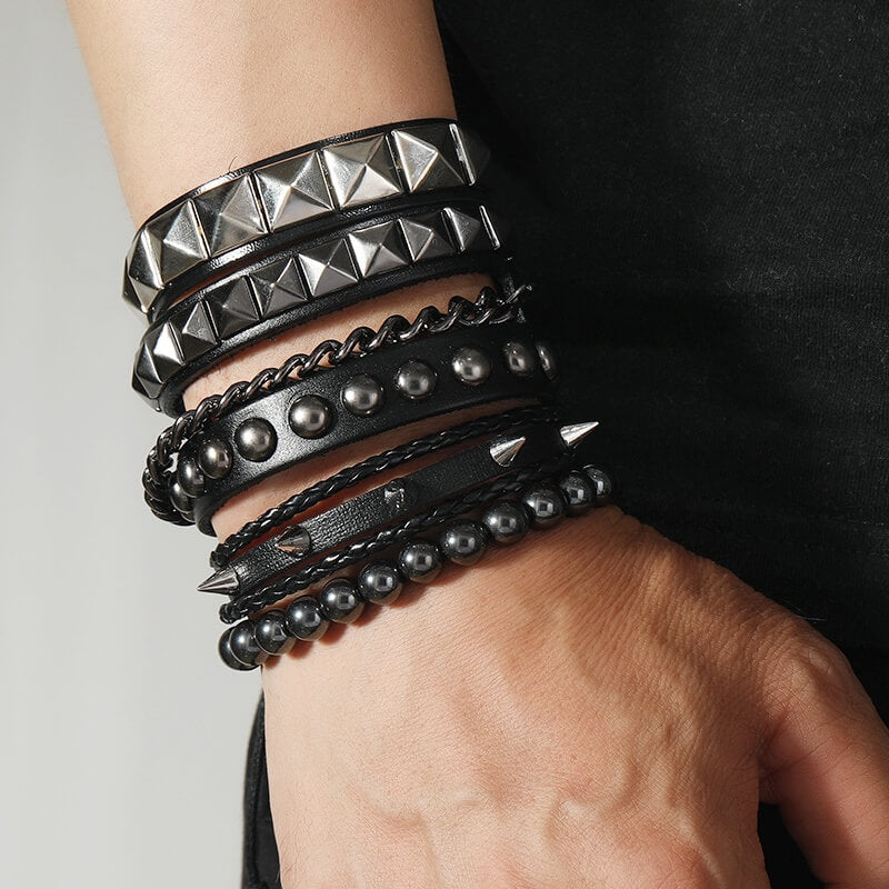 Punk Spiked Cube Chain Bracelet
