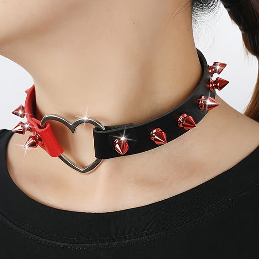 Punk Studded Heart Collar