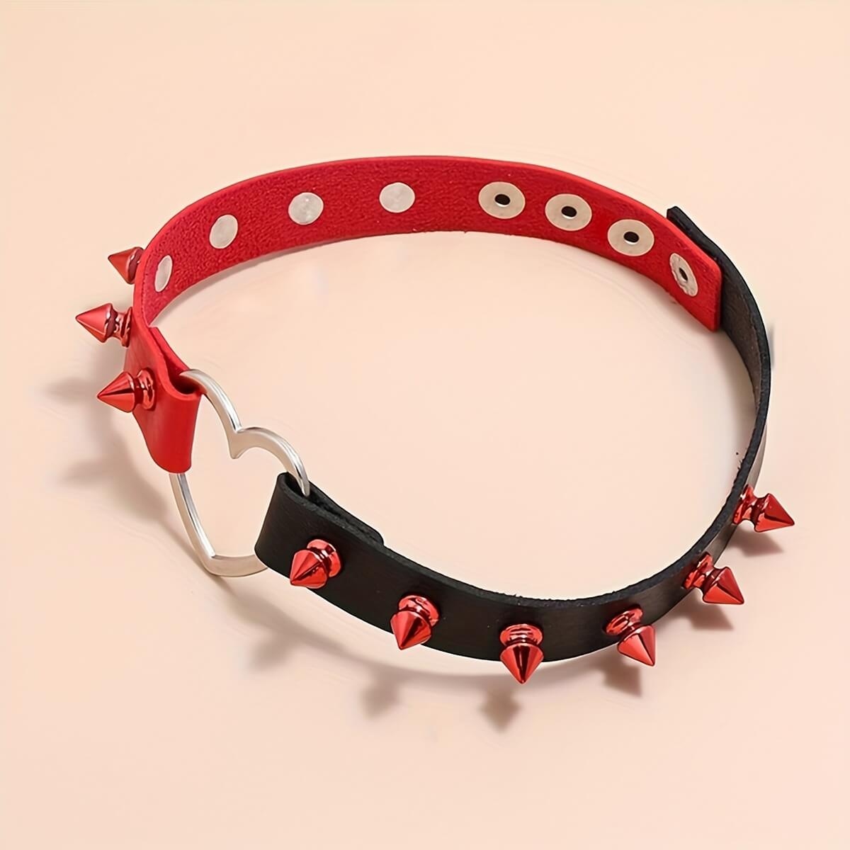 Punk Studded Heart Collar