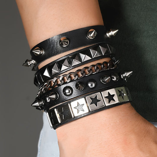 Punk Studded Star Chain Bracelet