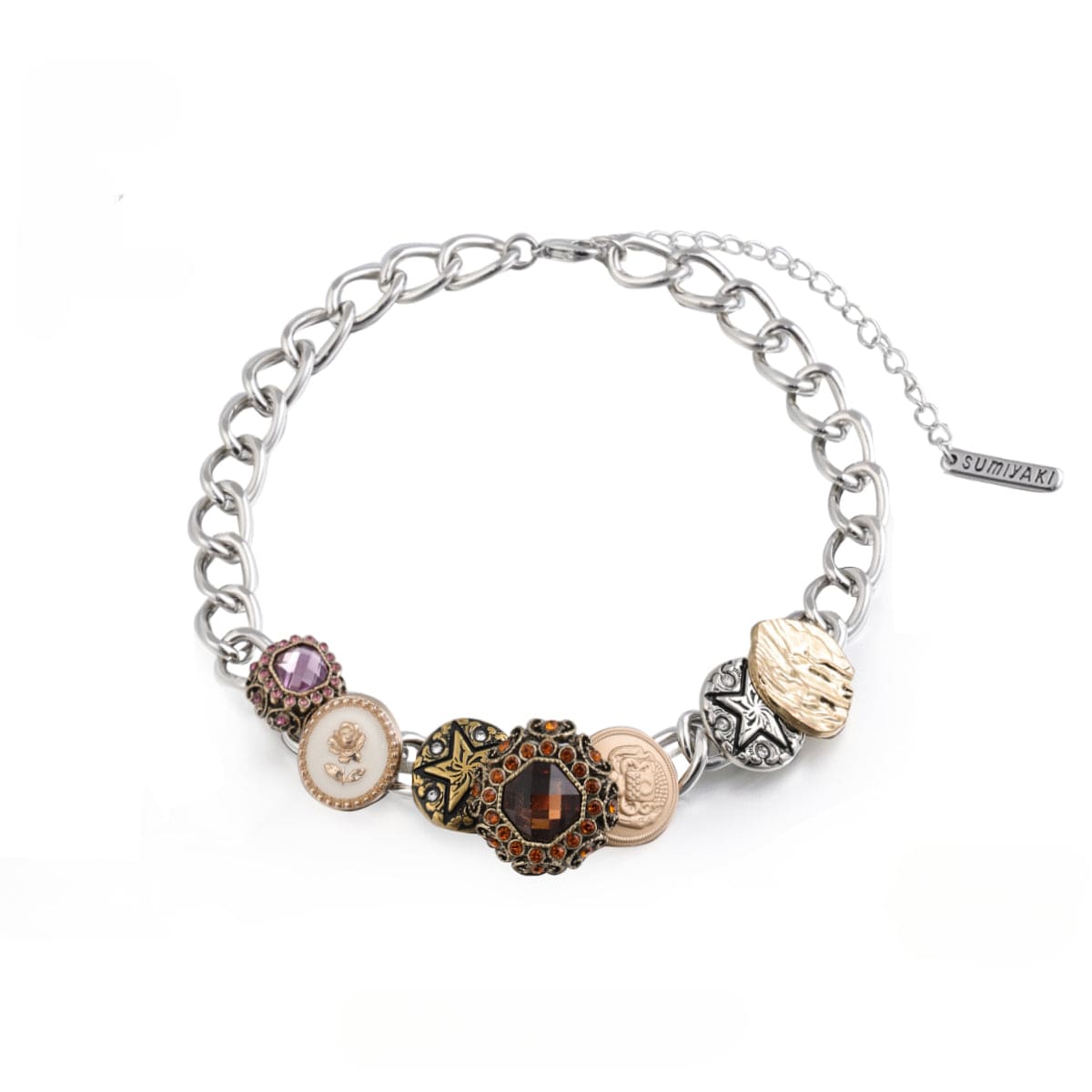 Women's Gothic Button Necklace - Punk Lovers