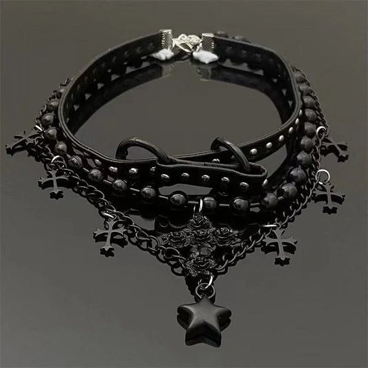 Women's Punk Cross Star Multi-layer Choker - Punk Lovers