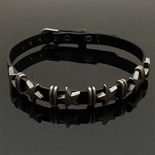 Women's Punk Star Faux Leather Choker - Punk Lovers