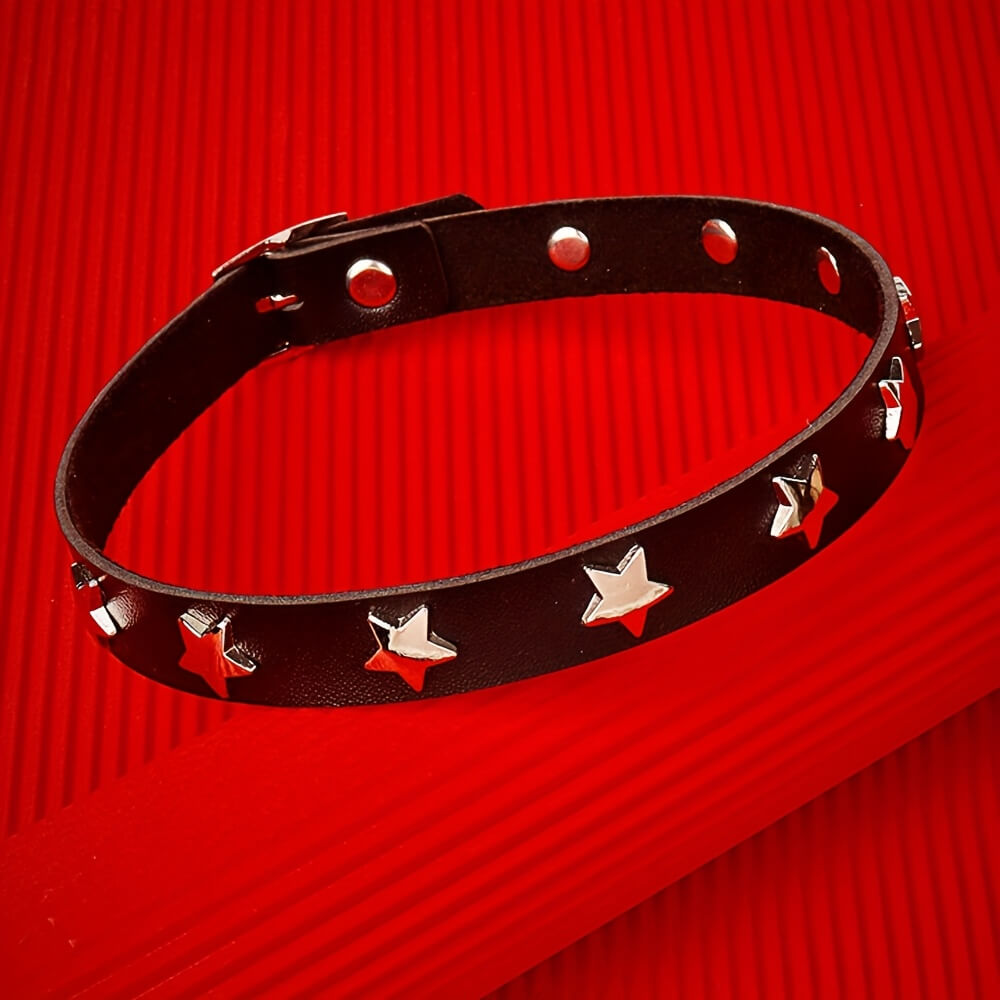 Star Studded Punk PU Leather Choker - Punk Lovers