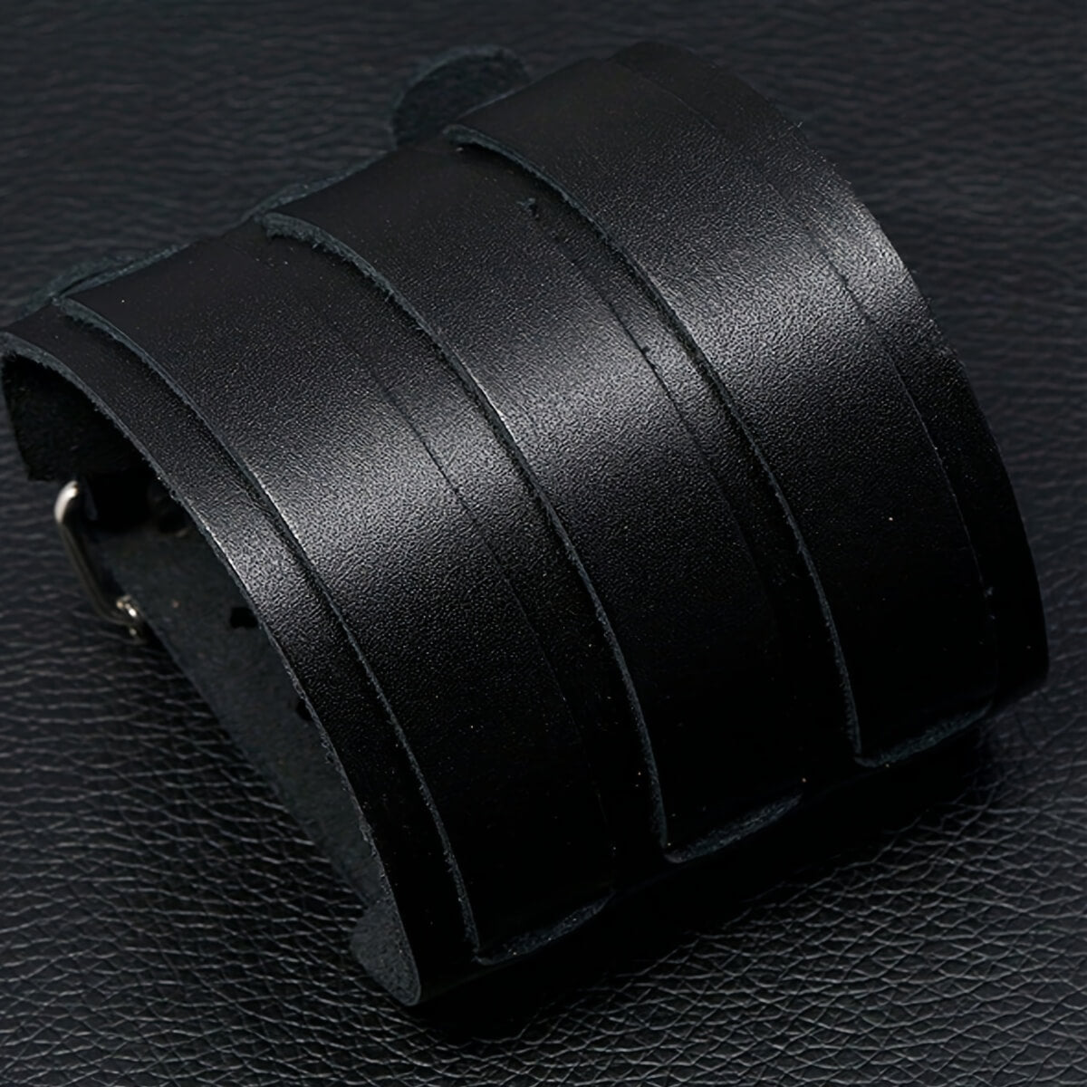 Punk Layer Wide PU Leather Bracelet - Punk Lovers