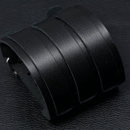 Punk Layer Wide PU Leather Bracelet - Punk Lovers