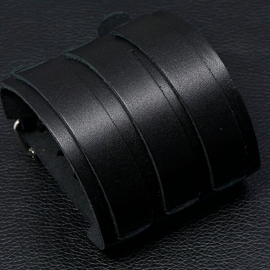 Punk Layer Wide PU Leather Bracelet - Punk Lovers