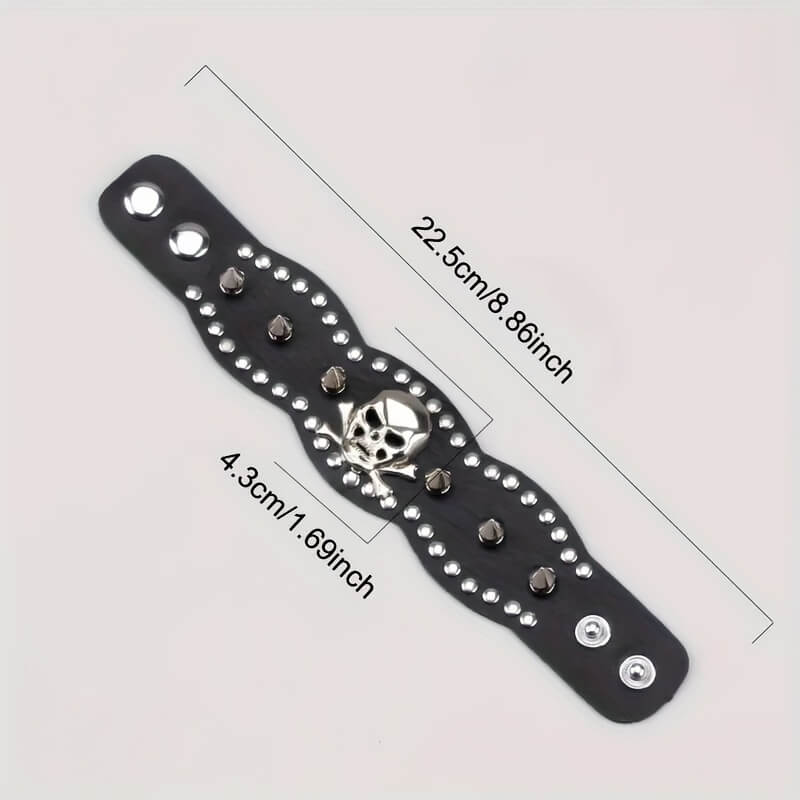 Hip Hop Skull & Crossbones Faux Leather Bracelet