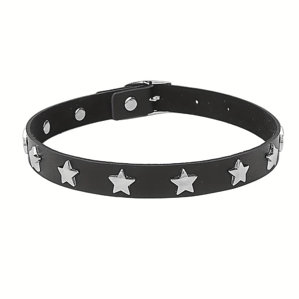 Star Studded Punk PU Leather Choker - Punk Lovers