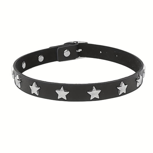 Star Studded Punk PU Leather Choker - Punk Lovers