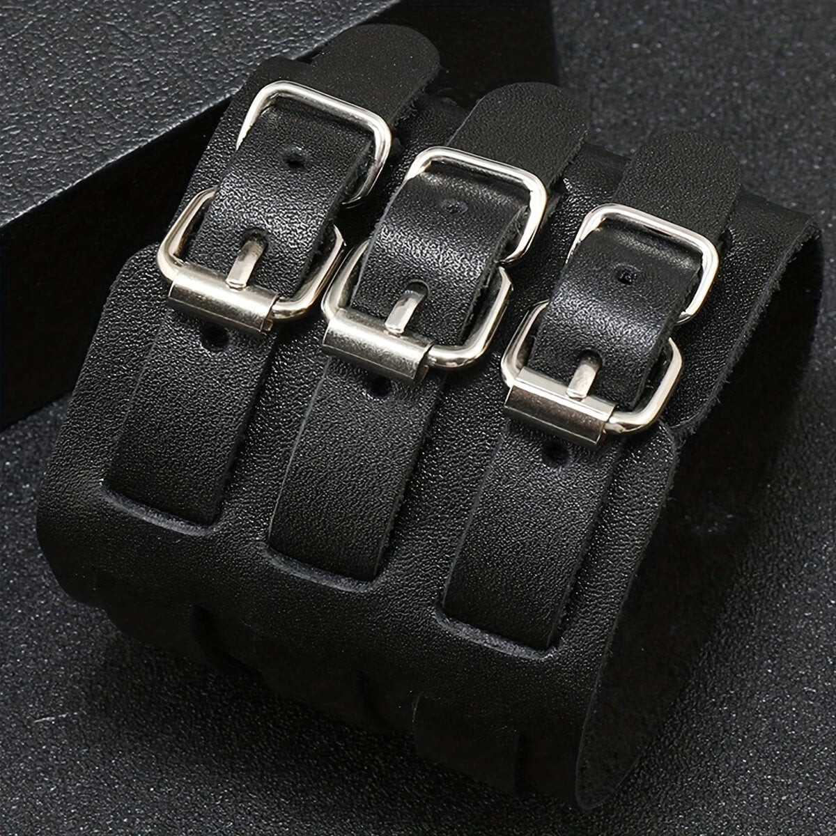 Punk Layer Wide PU Leather Bracelet - Punk Lovers