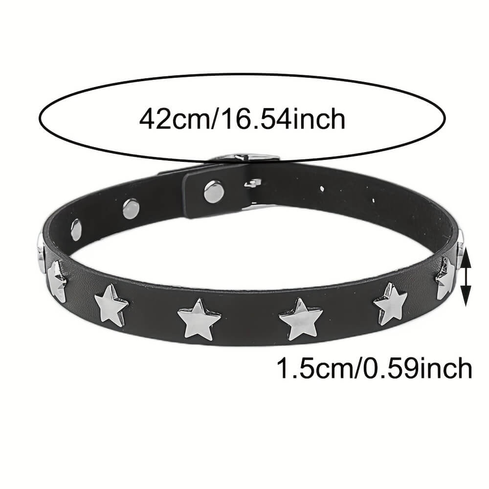 Star Studded Punk PU Leather Choker - Punk Lovers