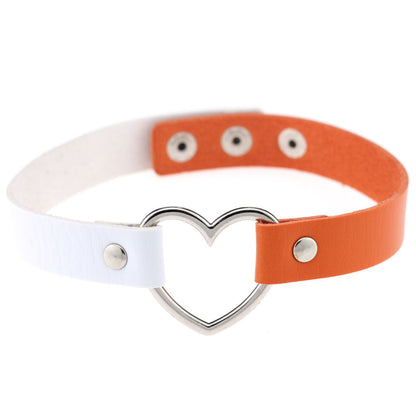 Dark Gothic Triple Circle Leather Choker - 黑色+红色 | Punk Lovers