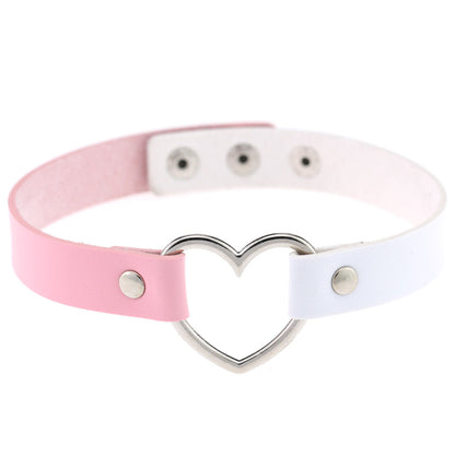 Dark Gothic Triple Circle Leather Choker - 黑色+浅咖啡色 | Punk Lovers