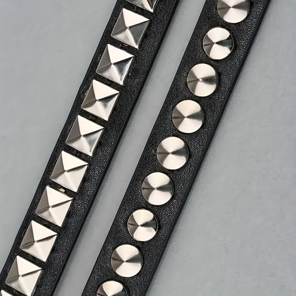 2 Pcs Square And Round Rivet Bracelets - Punk Lovers
