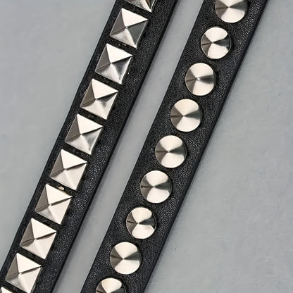 2 Pcs Square And Round Rivet Bracelets - Punk Lovers