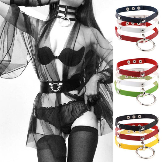 Gothic Metal Chain Choker Necklace - 白色+深蓝色+红色 | Punk Lovers