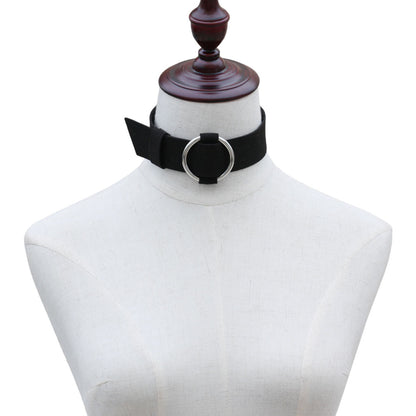 Punk Rock Triple Ring Leather Choker - Yellow | Punk Lovers