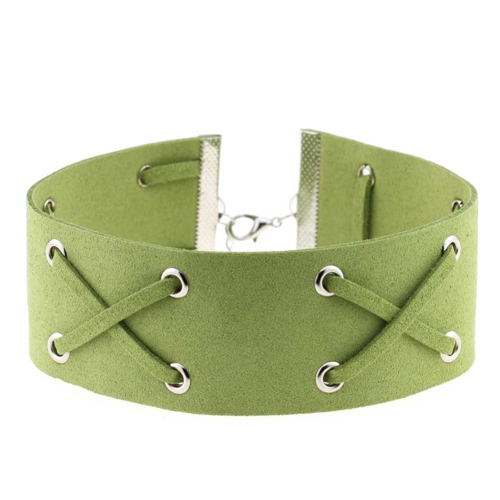 Korean Velvet Cross Tie Choker - Green - Punk Lovers