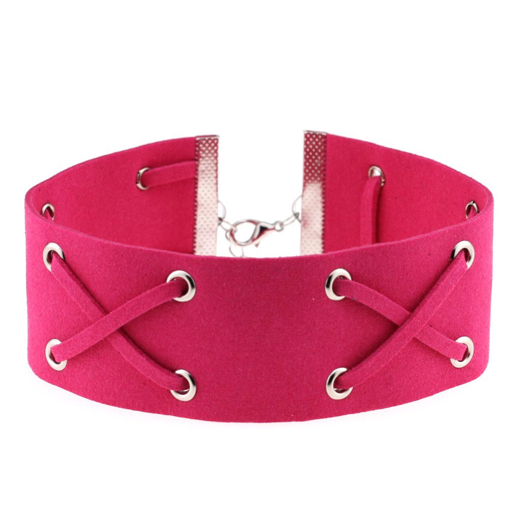 Korean Velvet Cross Tie Choker - Rose - Punk Lovers