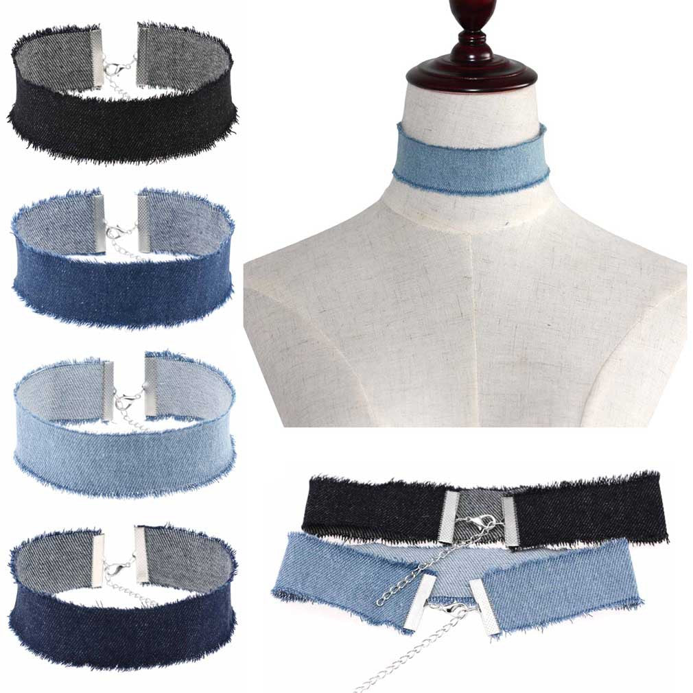 Denim Frayed Punk Choker - Punk Lovers Gothic Jewelry