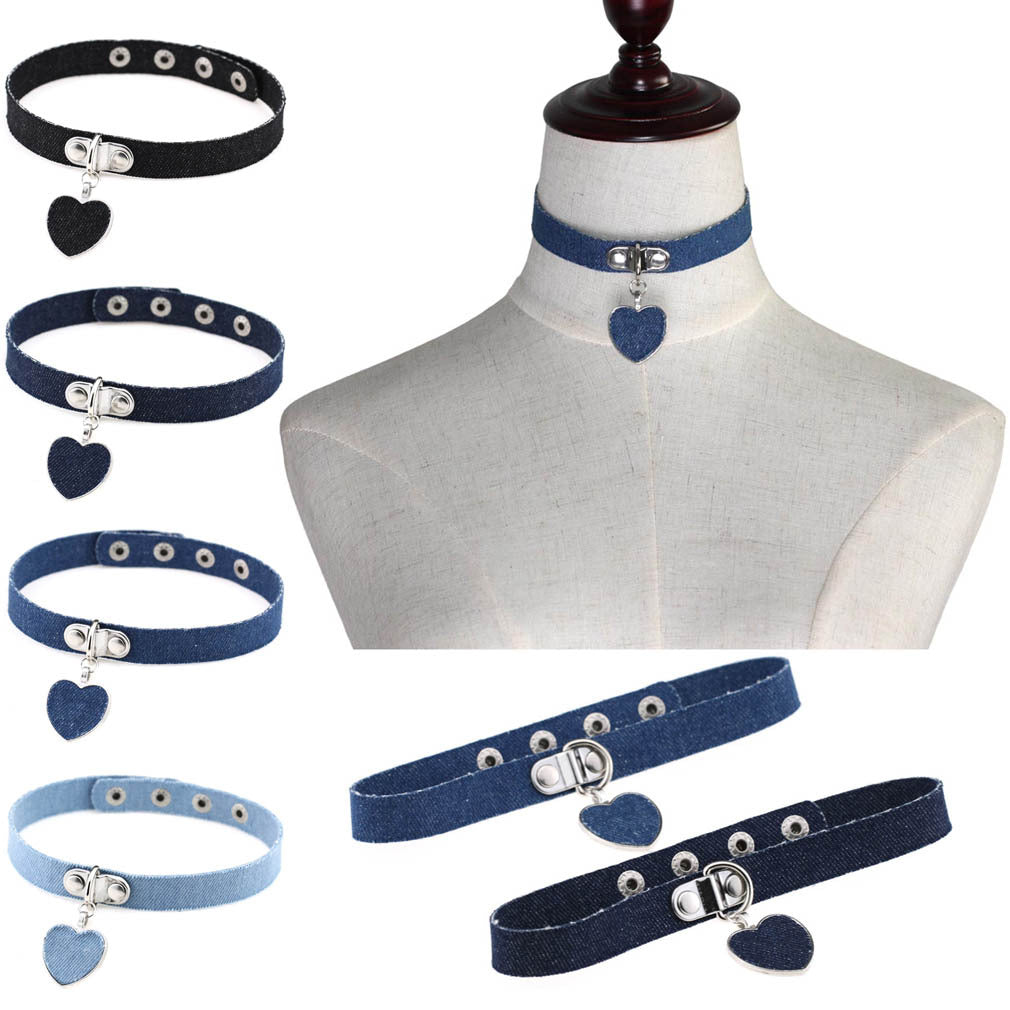 Gothic Transparent Heart Choker - Denim Light Blue | Punk Lovers