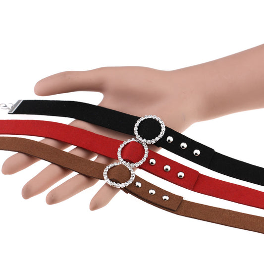 Punk Triple Row Flag Leather Choker - Yellow | Punk Lovers