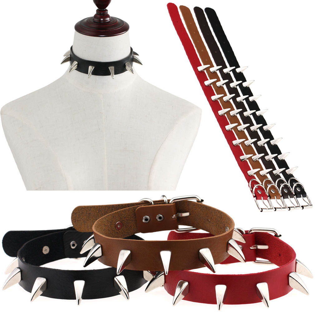 Punk Rivet Spike Leather Choker - Punk Lovers Gothic Jewelry