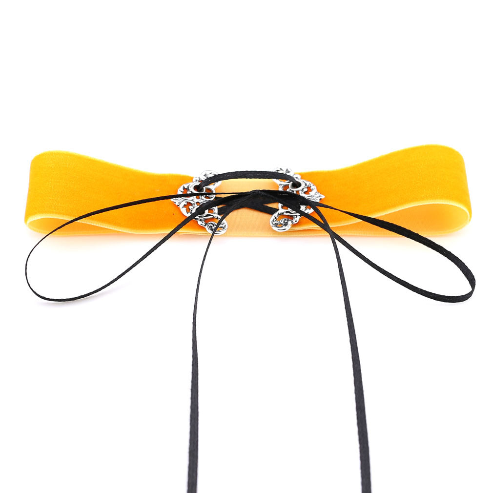 Velvet Hollow Alloy Choker Necklace - Orange - Punk Lovers