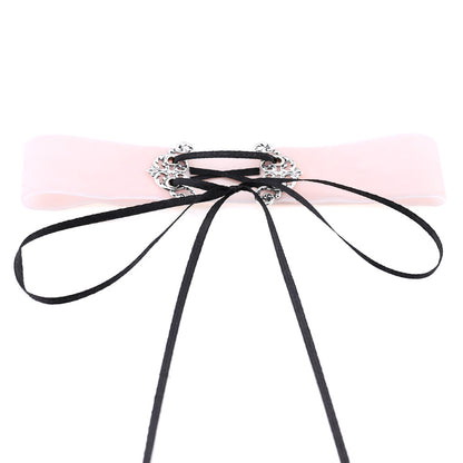 Velvet Hollow Alloy Choker Necklace - Pink - Punk Lovers
