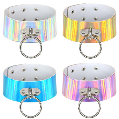 Iridescent Big Ring Choker - Punk Lovers Gothic Jewelry