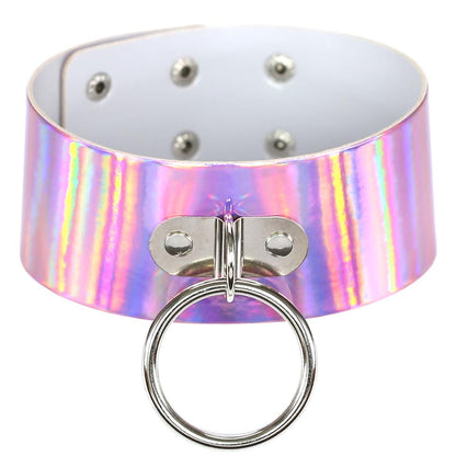 Iridescent Big Ring Choker - Iridescent Pink - Punk Lovers