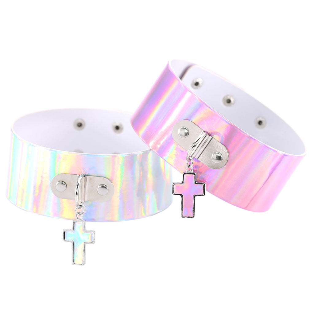 Punk Geometric Spike Ring Choker - 蓝彩 | Punk Lovers