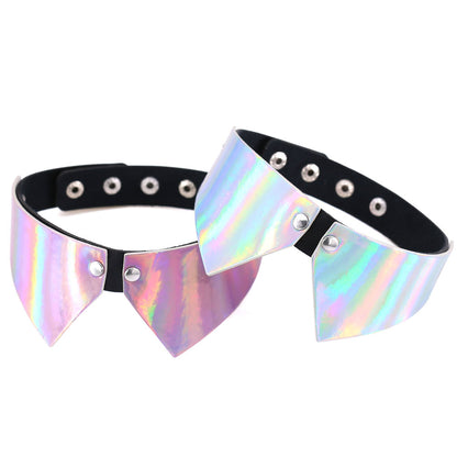 Punk Chain Link Leather Choker Necklace - 蓝彩 | Punk Lovers