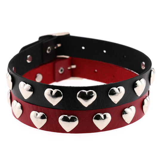 Punk Heart Rivet Leather Choker - Punk Lovers Gothic Jewelry