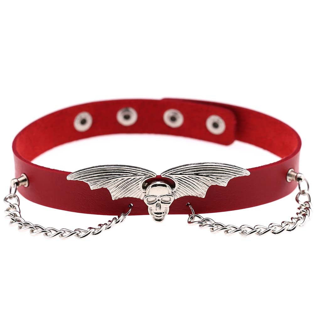 Bat Wing Vampire Chain Choker - Red - Punk Lovers