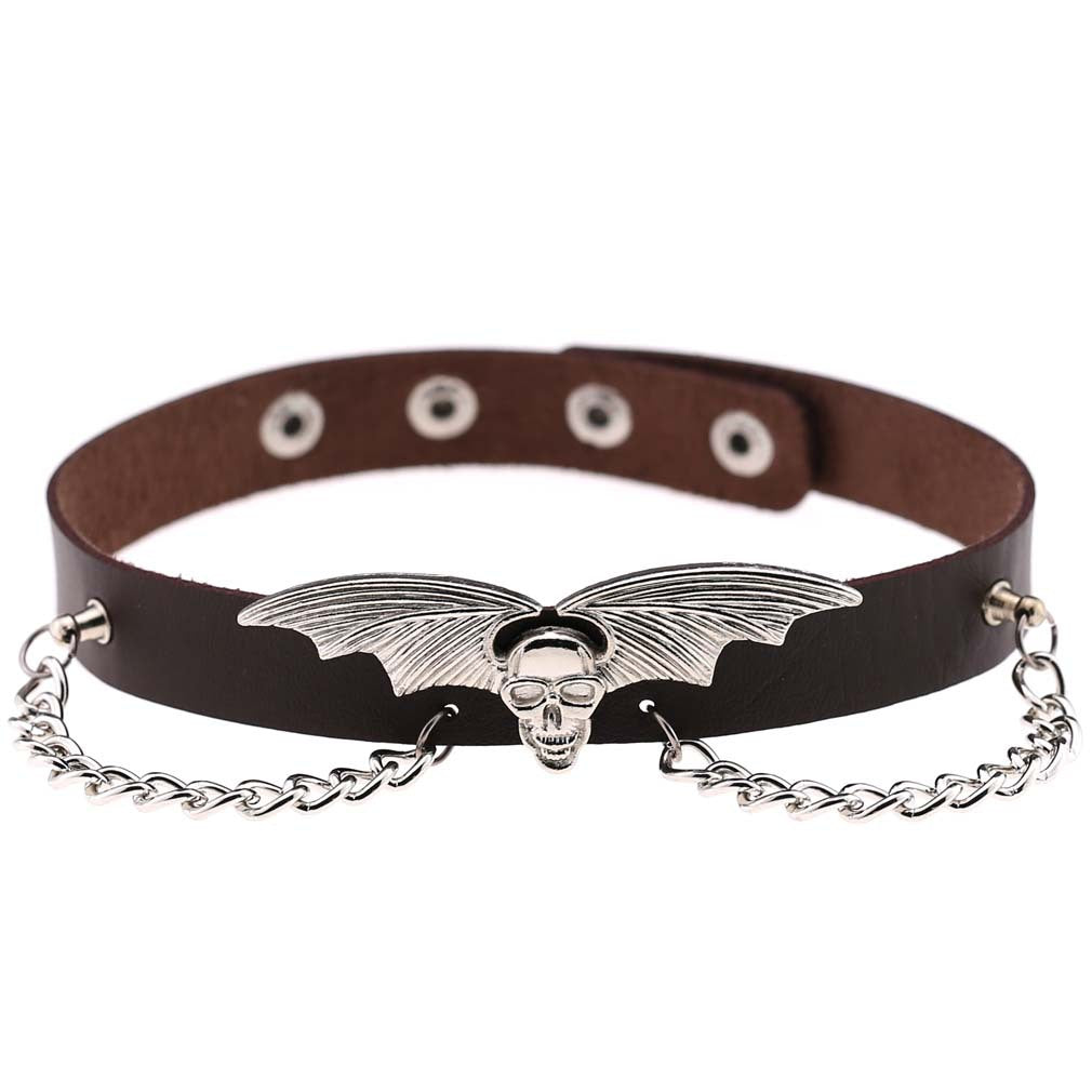 Bat Wing Vampire Chain Choker - 深棕色 - Punk Lovers