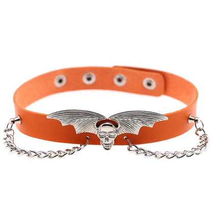 Bat Wing Vampire Chain Choker - Orange - Punk Lovers