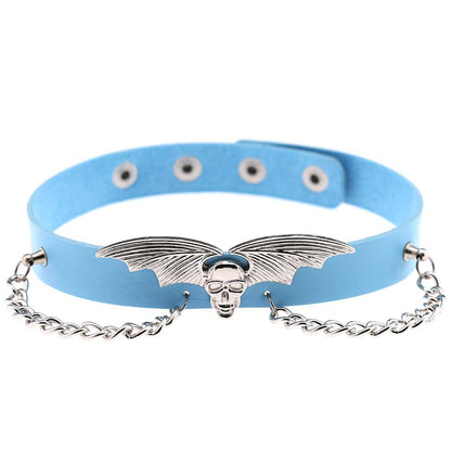 Bat Wing Vampire Chain Choker - Light Blue - Punk Lovers