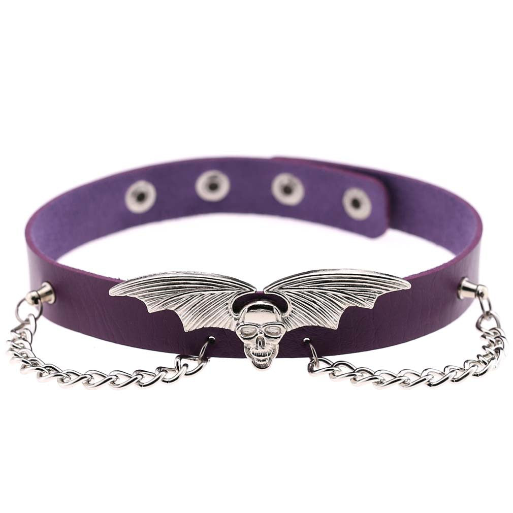 Bat Wing Vampire Chain Choker - Purple - Punk Lovers