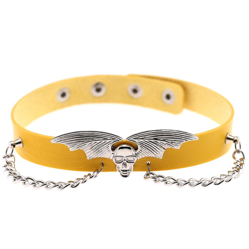 Bat Wing Vampire Chain Choker - Yellow - Punk Lovers