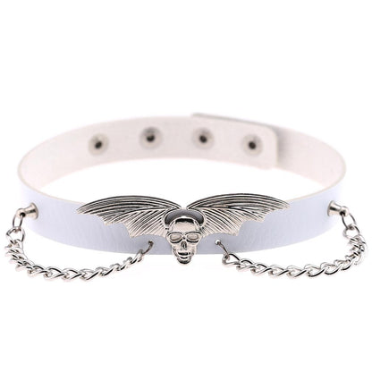 Bat Wing Vampire Chain Choker - White - Punk Lovers