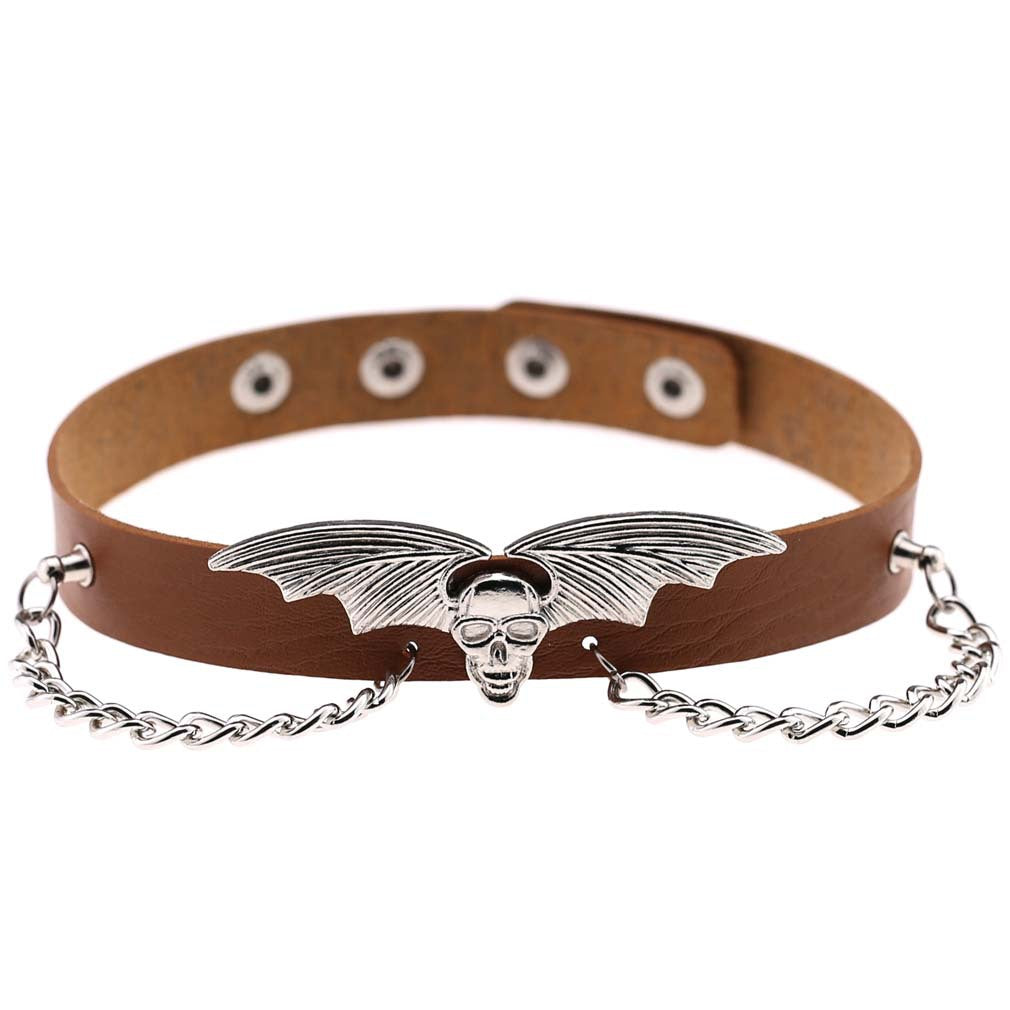 Bat Wing Vampire Chain Choker - Light Brown - Punk Lovers